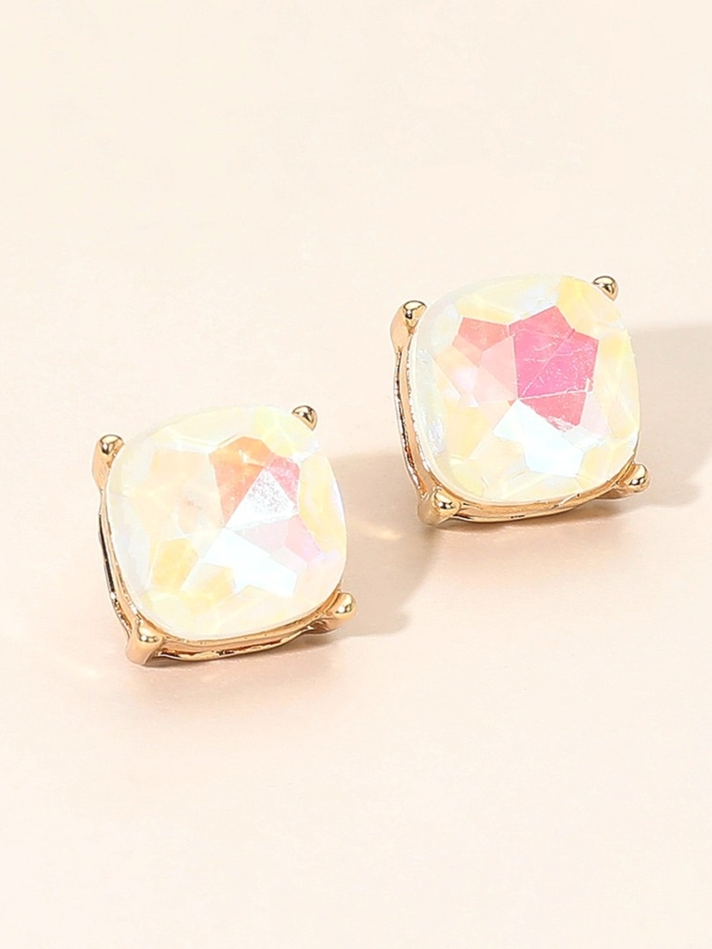 White Square Stud Gold Fashion Jewelry Earrings Statement Accessories